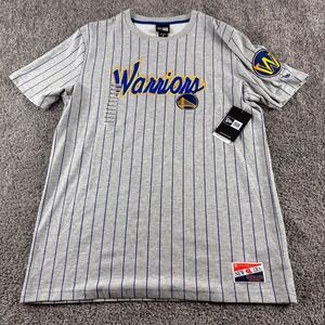NEW Golden State Warriors T-Shirt Mens M Gray Striped Retro 1946 New Era Curry